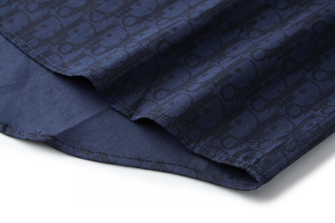 DIOR 迪奥 提花Logo单排扣 衬衫 短袖 夏季 蓝色 243D589AY517-C589