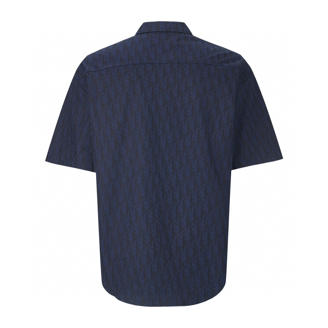 DIOR 迪奥 提花Logo单排扣 衬衫 短袖 夏季 蓝色 243D589AY517-C589