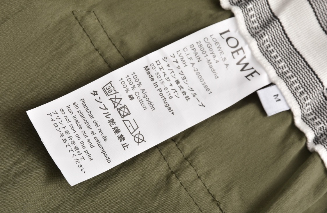 Loewe 罗意威 SS24 纯色Logo刺绣口袋休闲裤 短裤 五分裤 工装裤 绿色 S616Y04X66-4160