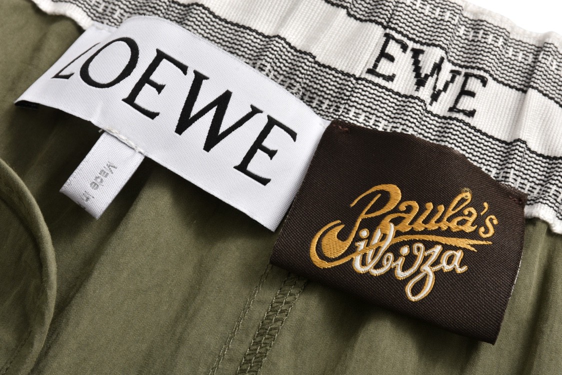 Loewe 罗意威 SS24 纯色Logo刺绣口袋休闲裤 短裤 五分裤 工装裤 绿色 S616Y04X66-4160