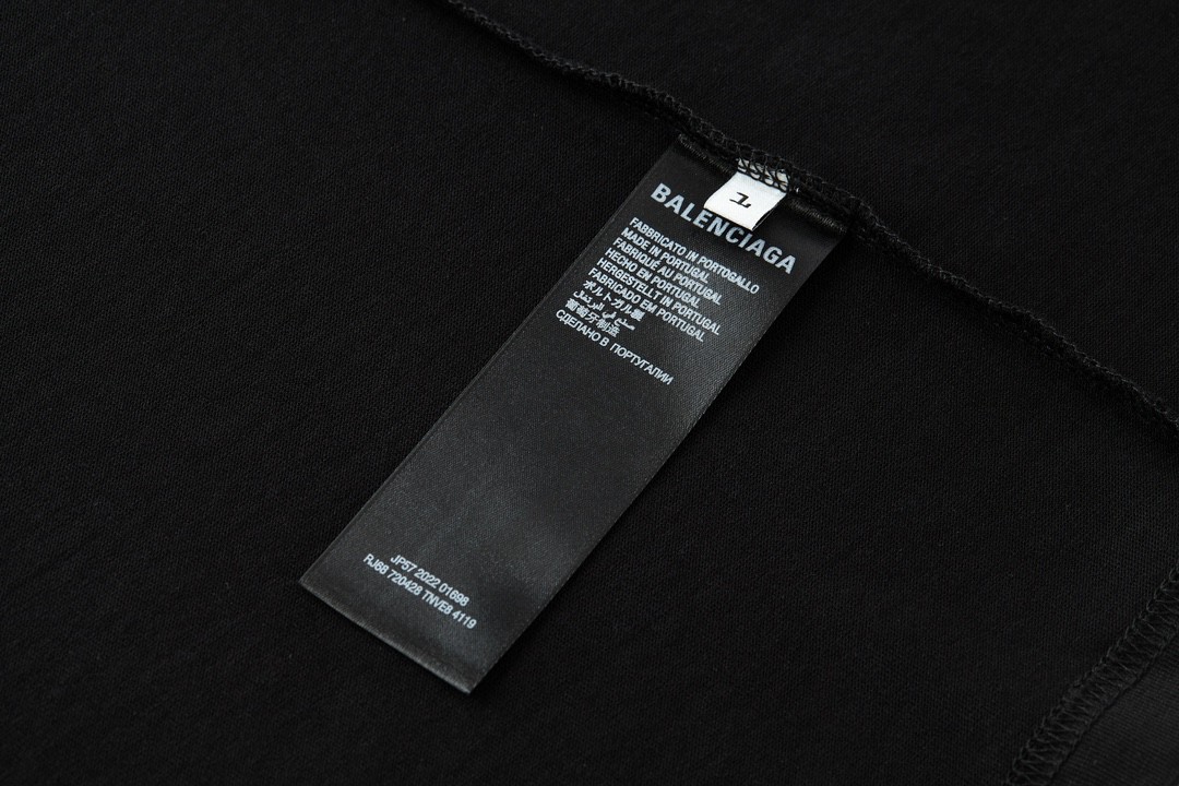 Balenciaga 巴黎世家 双 B字母刺绣Logo 短袖 T恤 圆领 短款 夏季 黑色