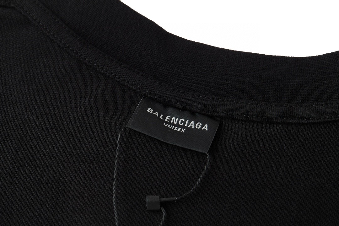 Balenciaga 巴黎世家 双 B字母刺绣Logo 短袖 T恤 圆领 短款 夏季 黑色
