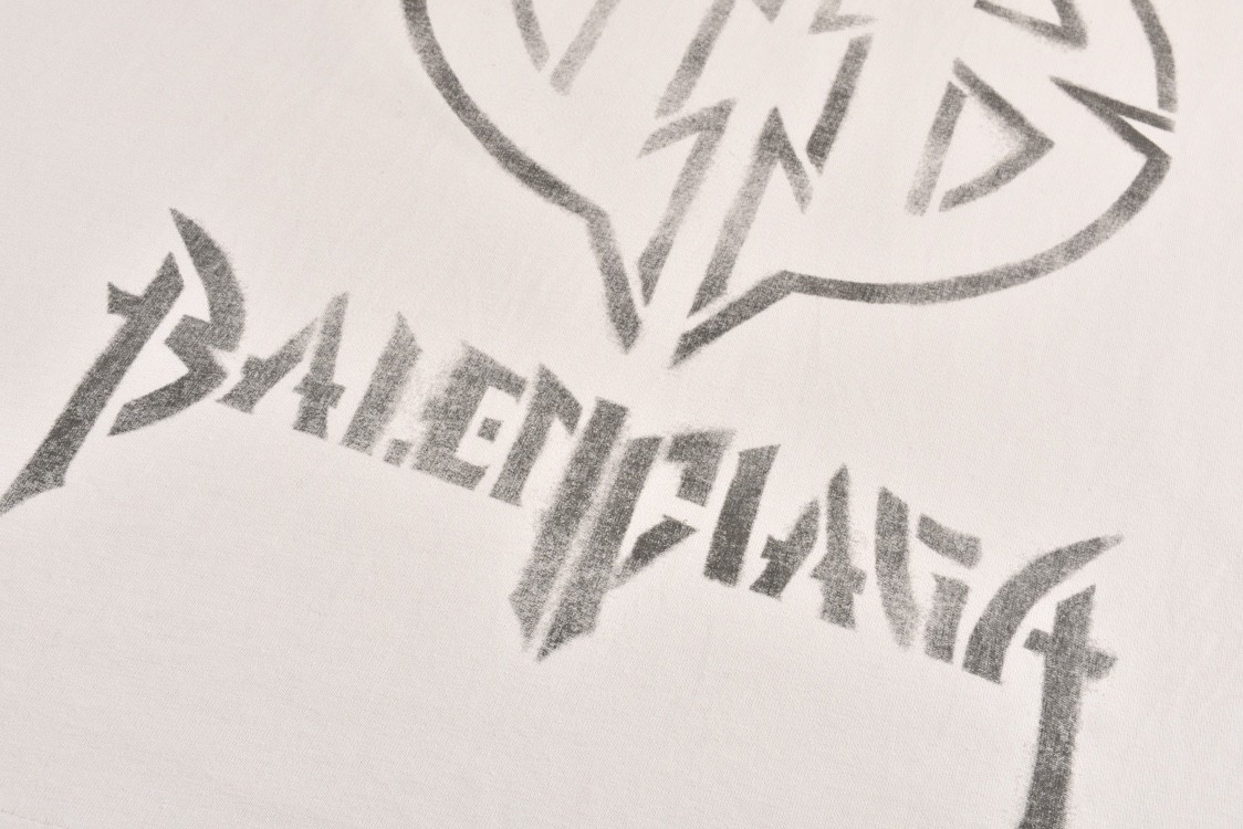 Balenciaga 巴黎世家 异性BB图案印花 圆领 短袖 T恤 夏季 白色 616036-XJEJC-9095