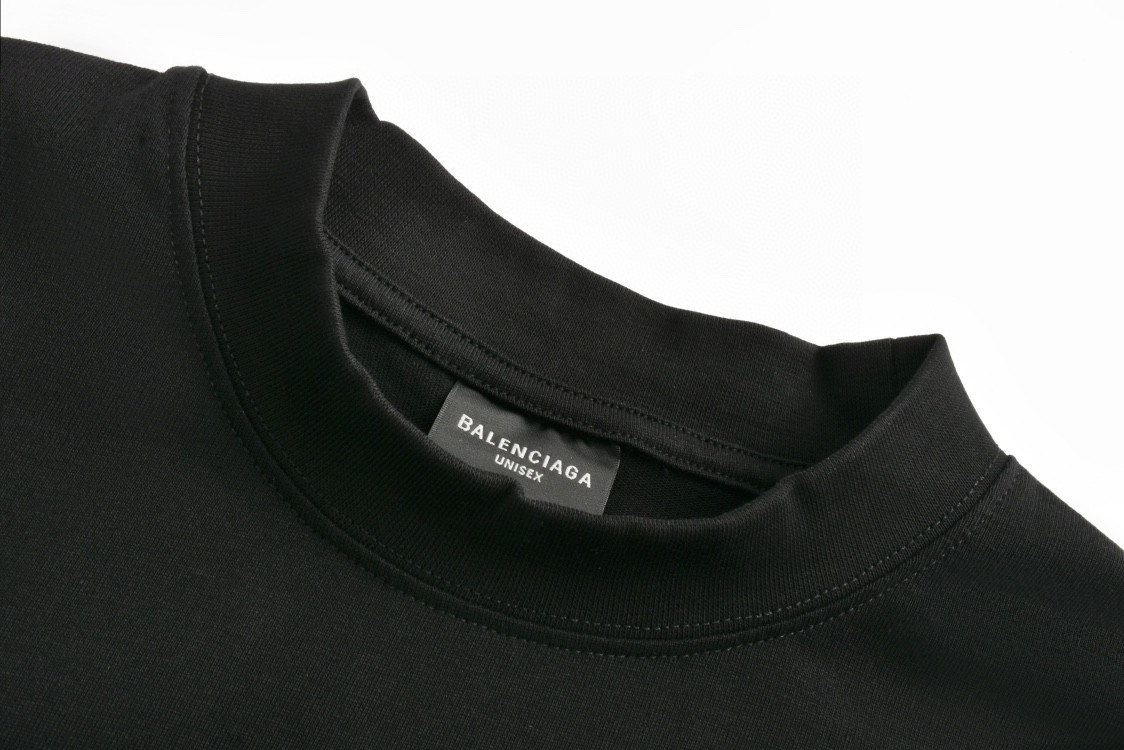 Balenciaga 巴黎世家 异性BB图案印花 圆领 短袖 T恤 夏季 黑色 616036-XJEJC-9095