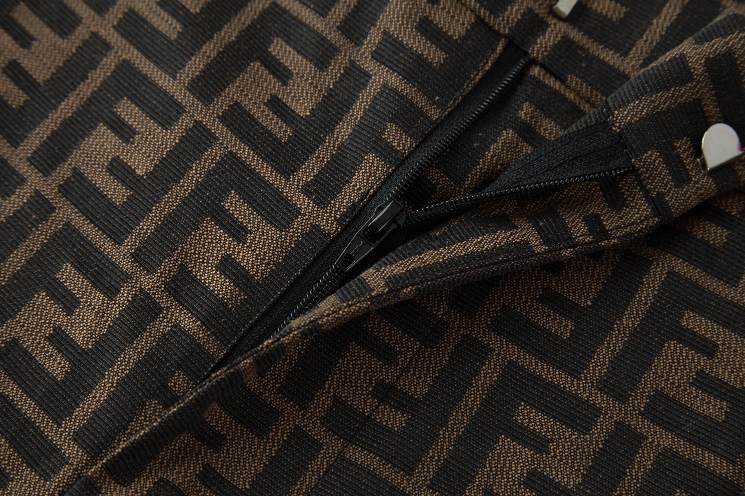 Fendi 芬迪 满印老花西装裤 长裤 裤子 休闲裤 棕色