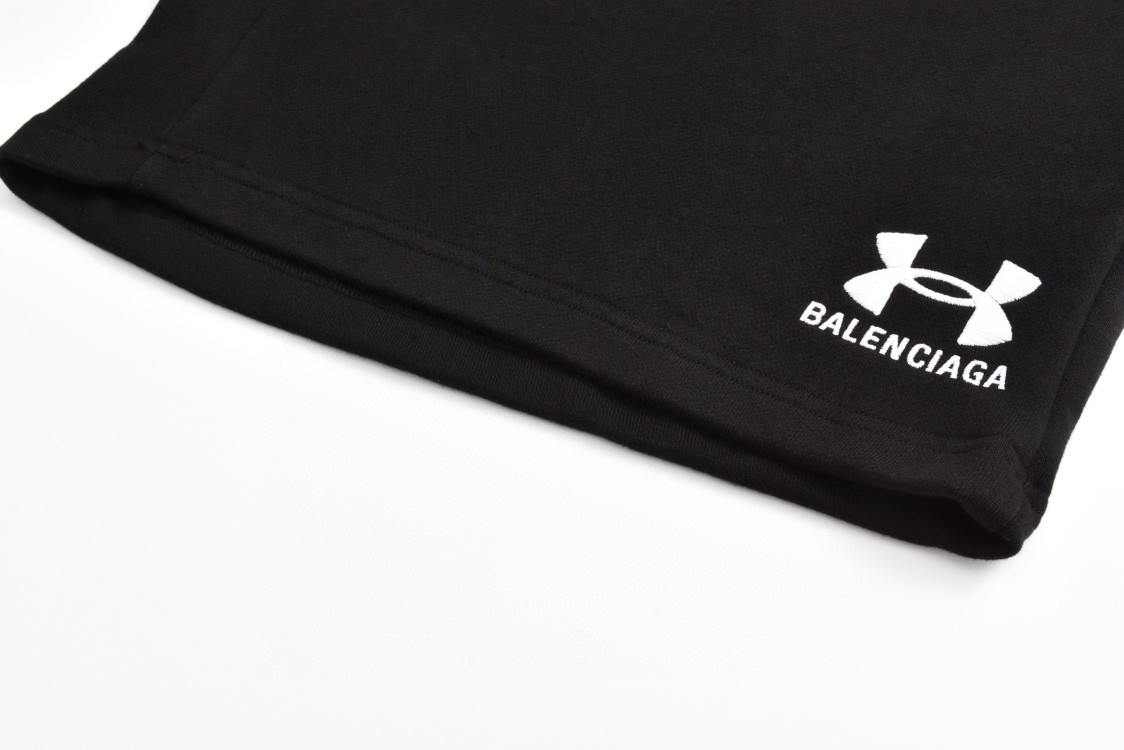 Balenciaga 巴黎世家 安德玛 联名款 字母刺绣logo短裤 五分裤 休闲裤 运动裤 夏季 黑色 