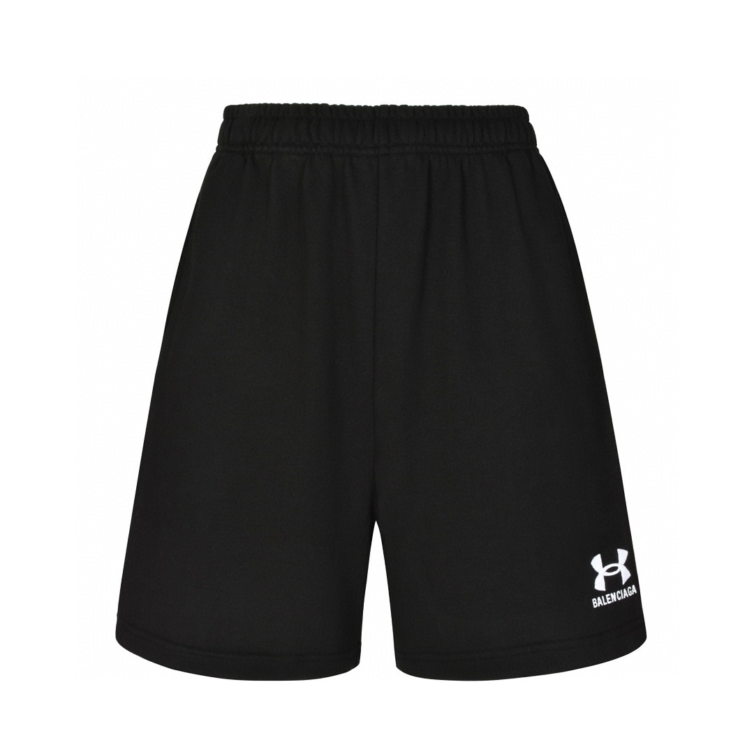 Balenciaga 巴黎世家 安德玛 联名款 字母刺绣logo短裤 五分裤 休闲裤 运动裤 夏季 黑色 
