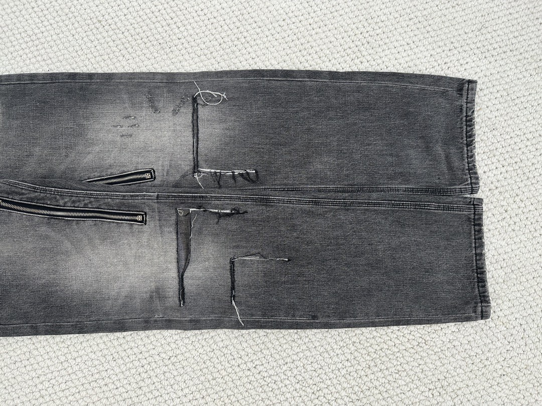 Givenchy 纪梵希 水洗做旧破洞拉链设计牛仔裤 长裤 裤子 黑灰色 