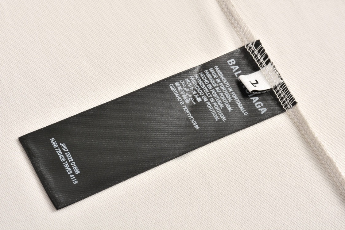 Balenciaga 巴黎世家 3B字母Logo涂鸦破洞 短袖 T恤 圆领 短款 夏季 米色