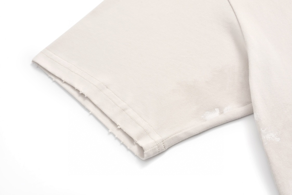 Balenciaga 巴黎世家 3B字母Logo涂鸦破洞 短袖 T恤 圆领 短款 夏季 米色