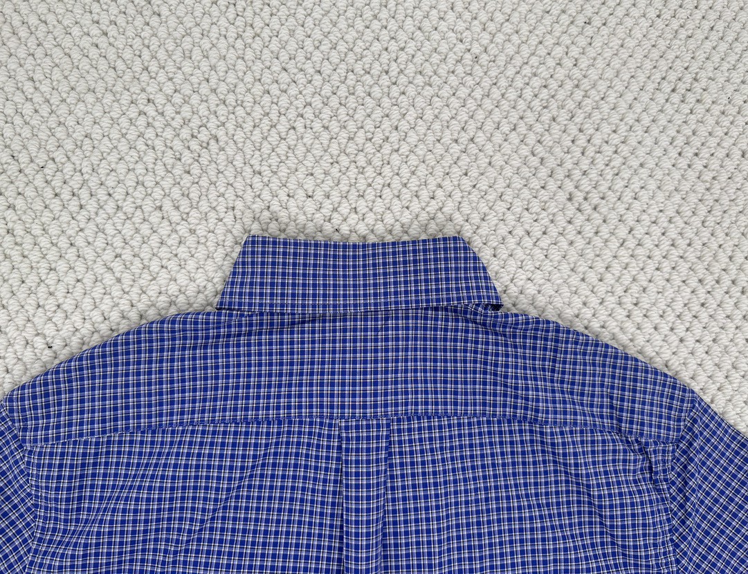 MIU MIU 缪缪 SS24 格纹字母刺绣Logo单排扣衬衫 长袖 外套 宝石蓝 MK1842-142K-F0013-S-OOO