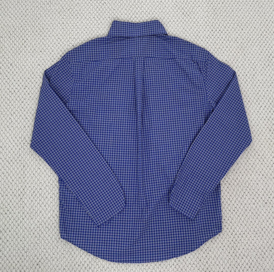 MIU MIU 缪缪 SS24 格纹字母刺绣Logo单排扣衬衫 长袖 外套 宝石蓝 MK1842-142K-F0013-S-OOO