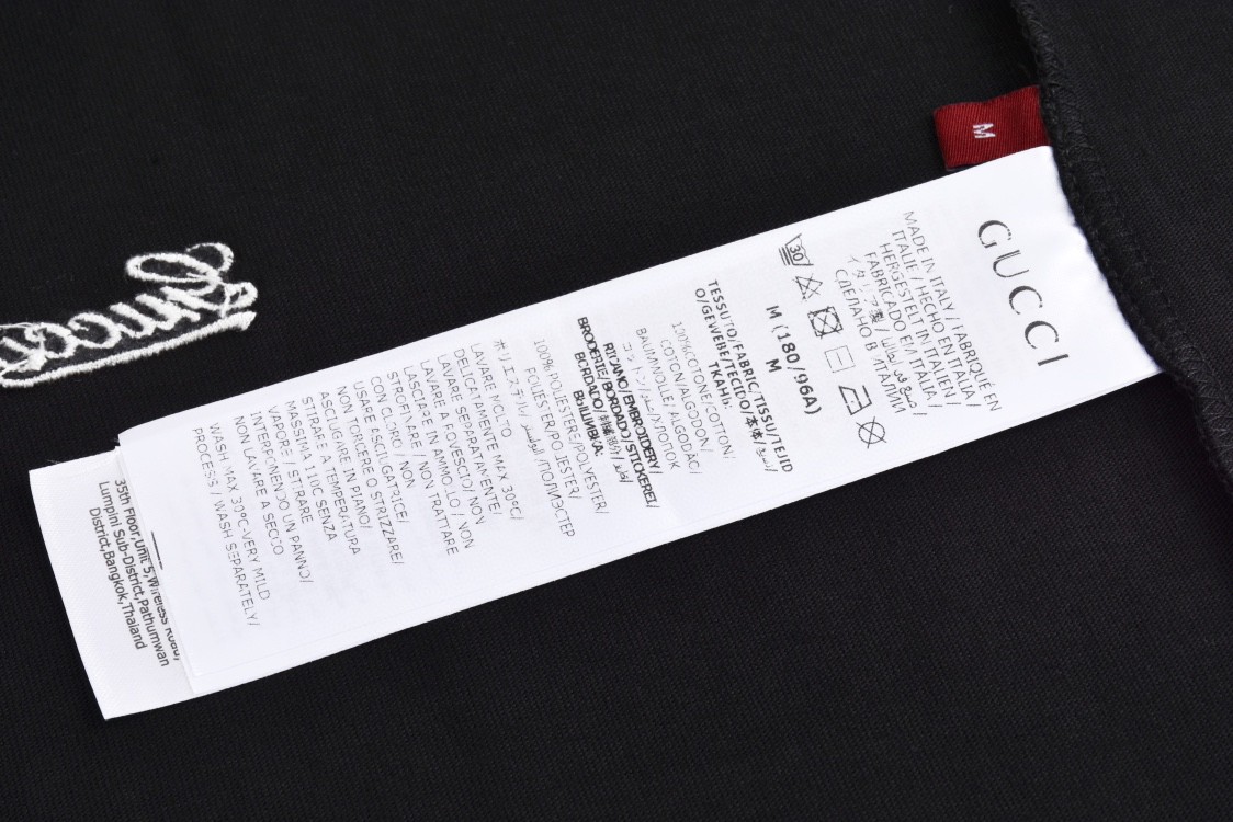 GUCCI 古驰 弹幕刺绣字母logo短袖 T恤 圆领 套头 夏季 黑色 788072-XJGJ0-1043