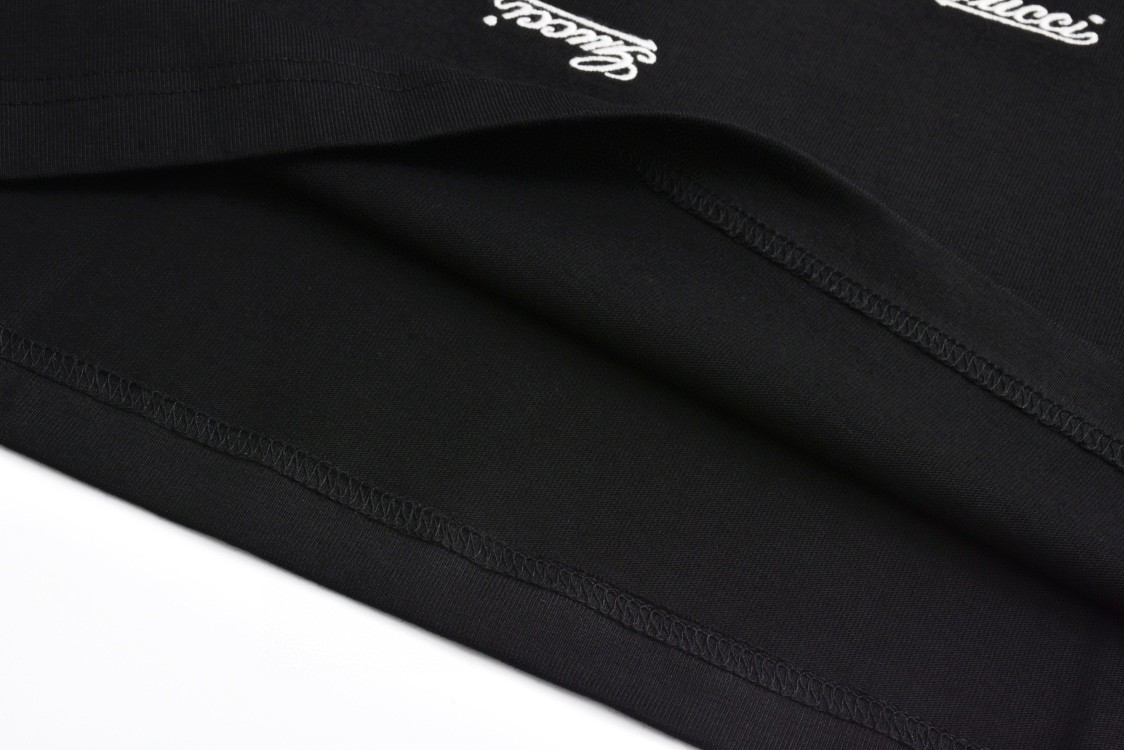 GUCCI 古驰 弹幕刺绣字母logo短袖 T恤 圆领 套头 夏季 黑色 788072-XJGJ0-1043