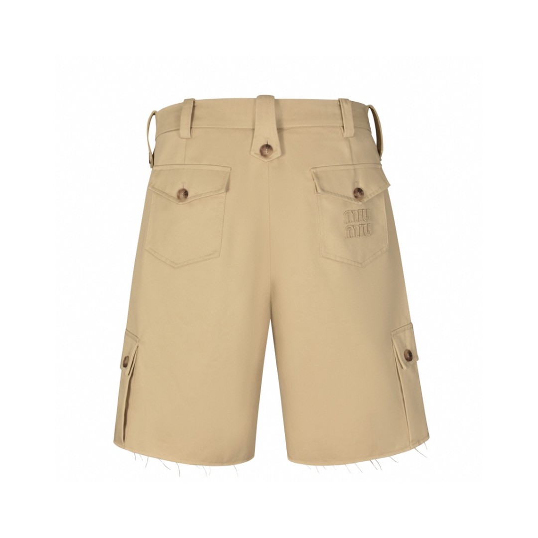 MIU MIU 纯色直筒工装裤 短裤 裤子 休闲裤 五分裤 卡其色