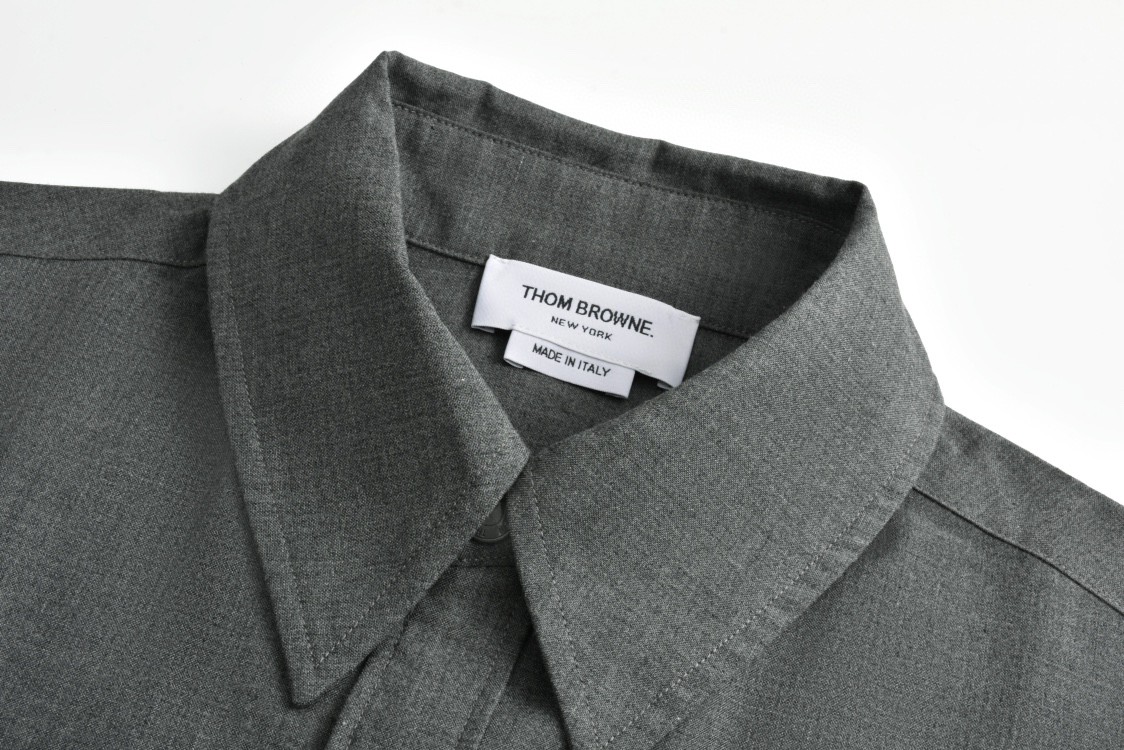 THOM BROWNE 袖子四杠条纹 羊毛单排扣衬衫 长袖 外套 灰色 MJO055A-06146-035