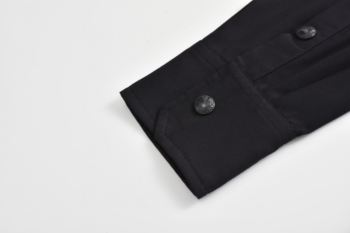 THOM BROWNE 袖子四杠条纹 羊毛单排扣衬衫 长袖 外套 黑色 MJO05-5A06-146