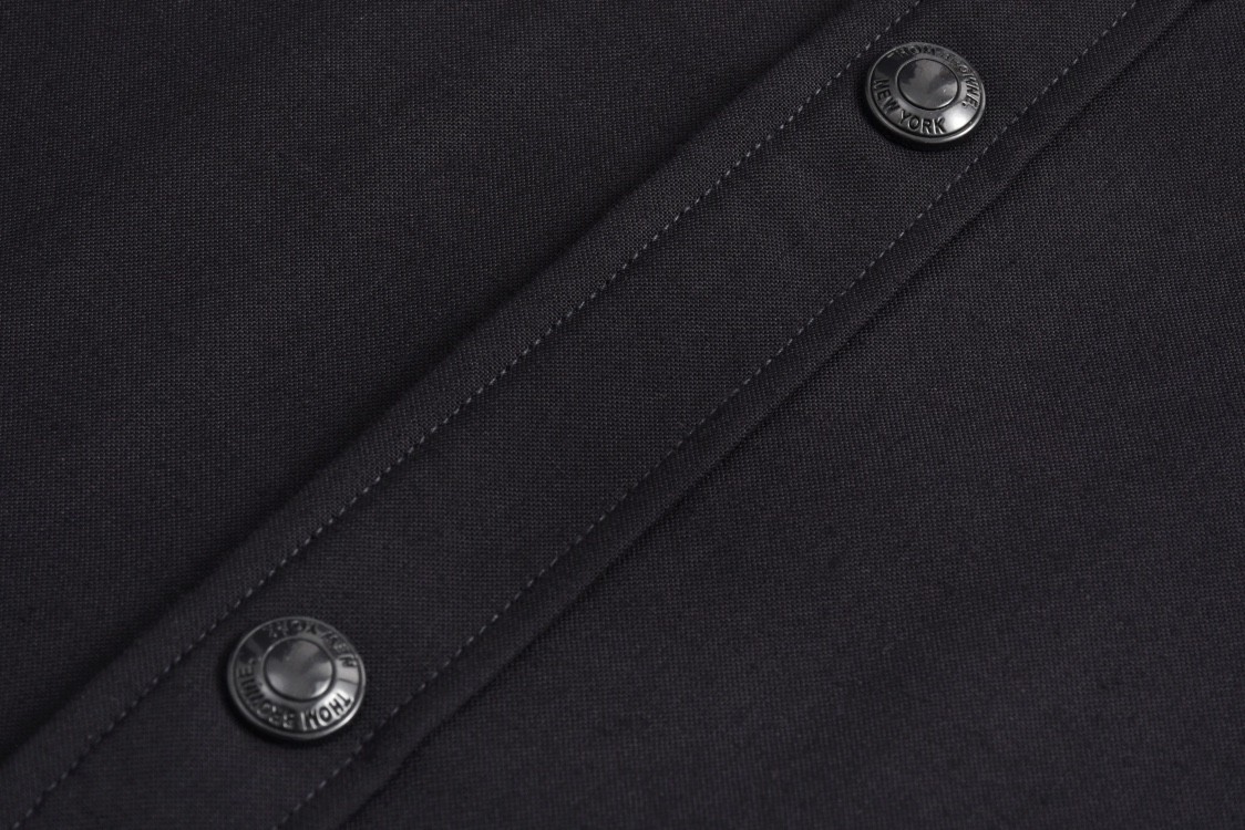 THOM BROWNE 袖子四杠条纹 羊毛单排扣衬衫 长袖 外套 黑色 MJO05-5A06-146