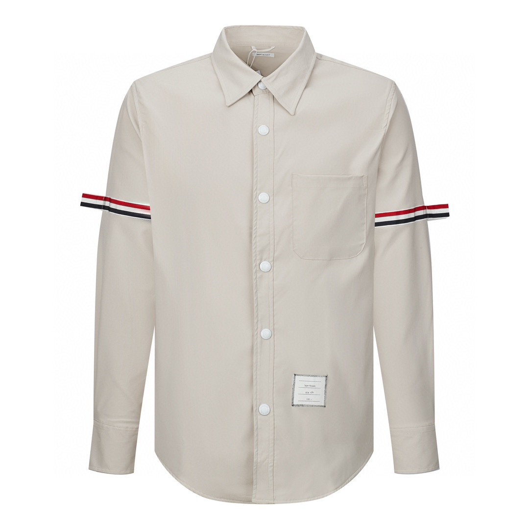THOM BROWNE 单排扣衬衫 长袖 外套 卡其色