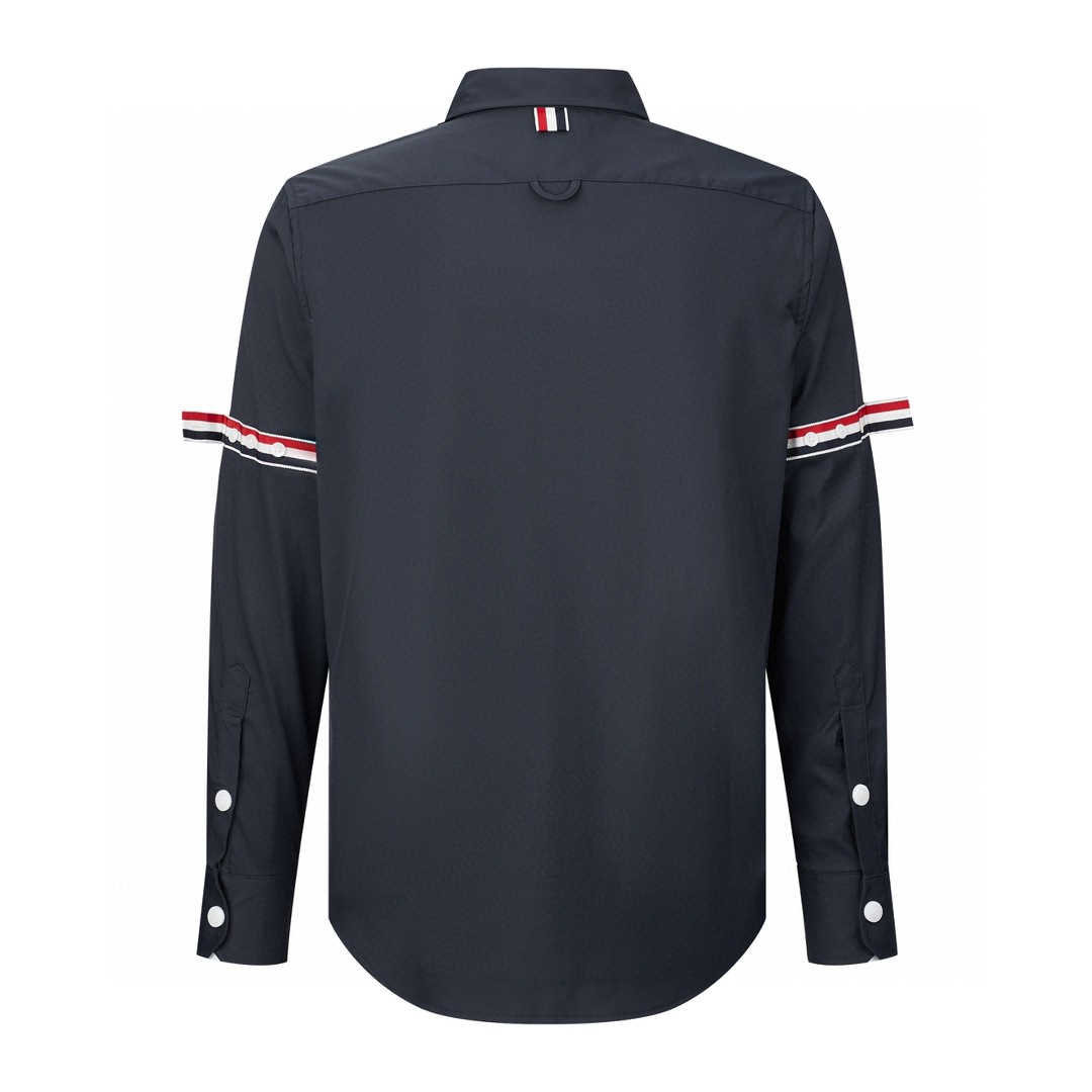 THOM BROWNE 单排扣衬衫 长袖 外套 蓝色 MJO067A-04391-BCS