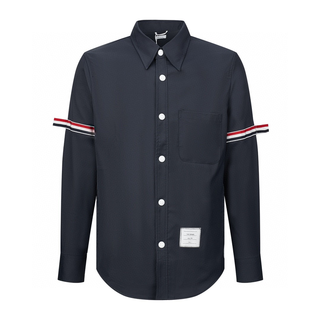 THOM BROWNE 单排扣衬衫 长袖 外套 蓝色 MJO067A-04391-BCS