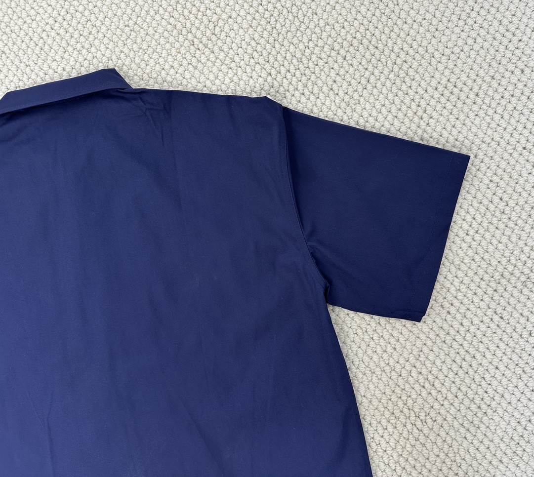 PRADA 普拉达 字母logo印花拉链翻领衬衫 短袖 蓝色 SC781-1480-F0216-S-OOO