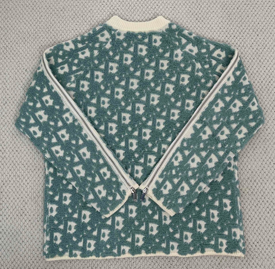 DIOR 迪奥 提花字母logo拉链设计毛衣 长袖 绿色 493M635AT847-C086