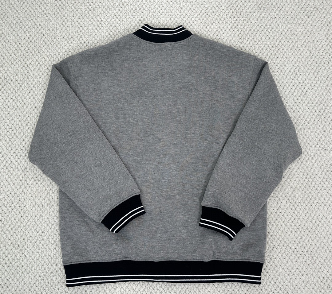 PRADA 普拉达 双面穿logo徽标单排扣棒球服 夹克 外套 长袖 黑灰色 UJL96A-11JE-F0N11-S-232