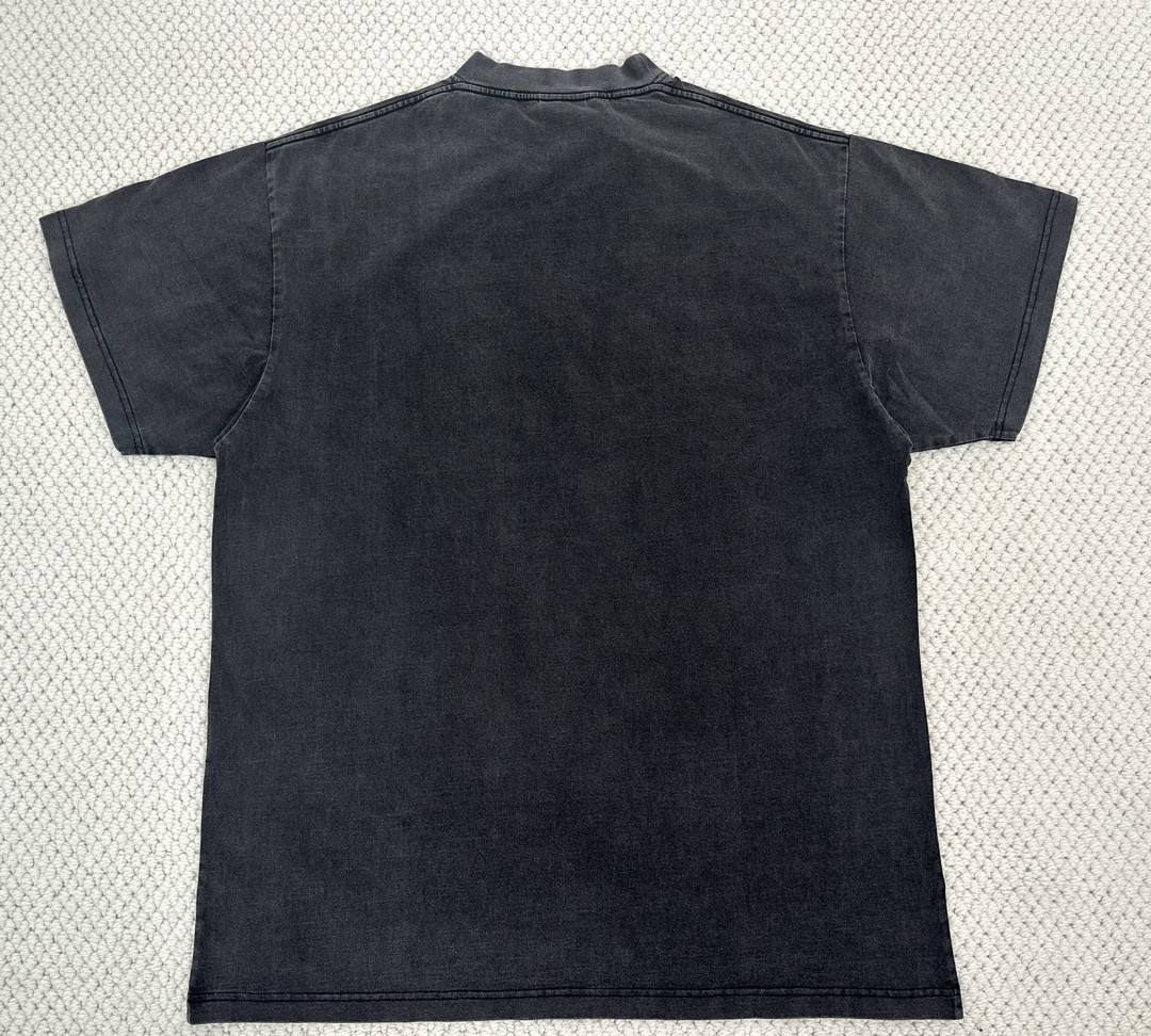 Balenciaga 巴黎世家 巴黎铁塔字母logo印花做旧短袖 T恤 夏季 黑色 787349TRVV11048