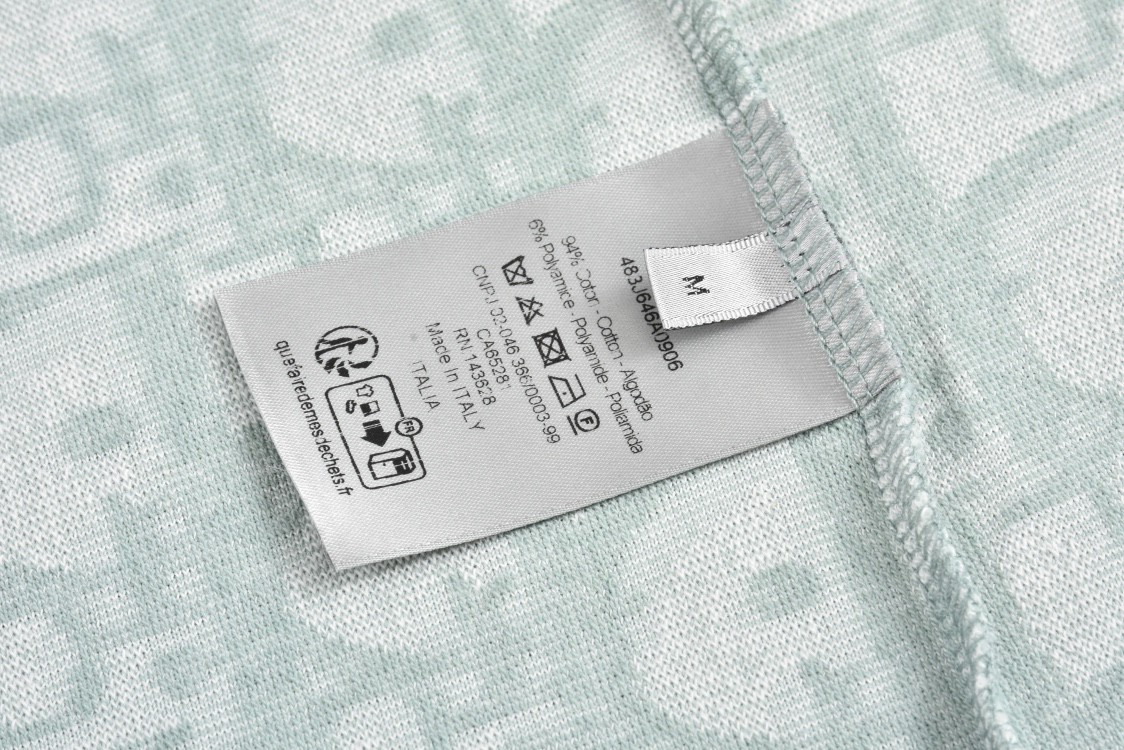 DIOR 迪奥 毛巾棉logo满印短袖 圆领 T恤 夏季 绿色 483J646A0906-C186