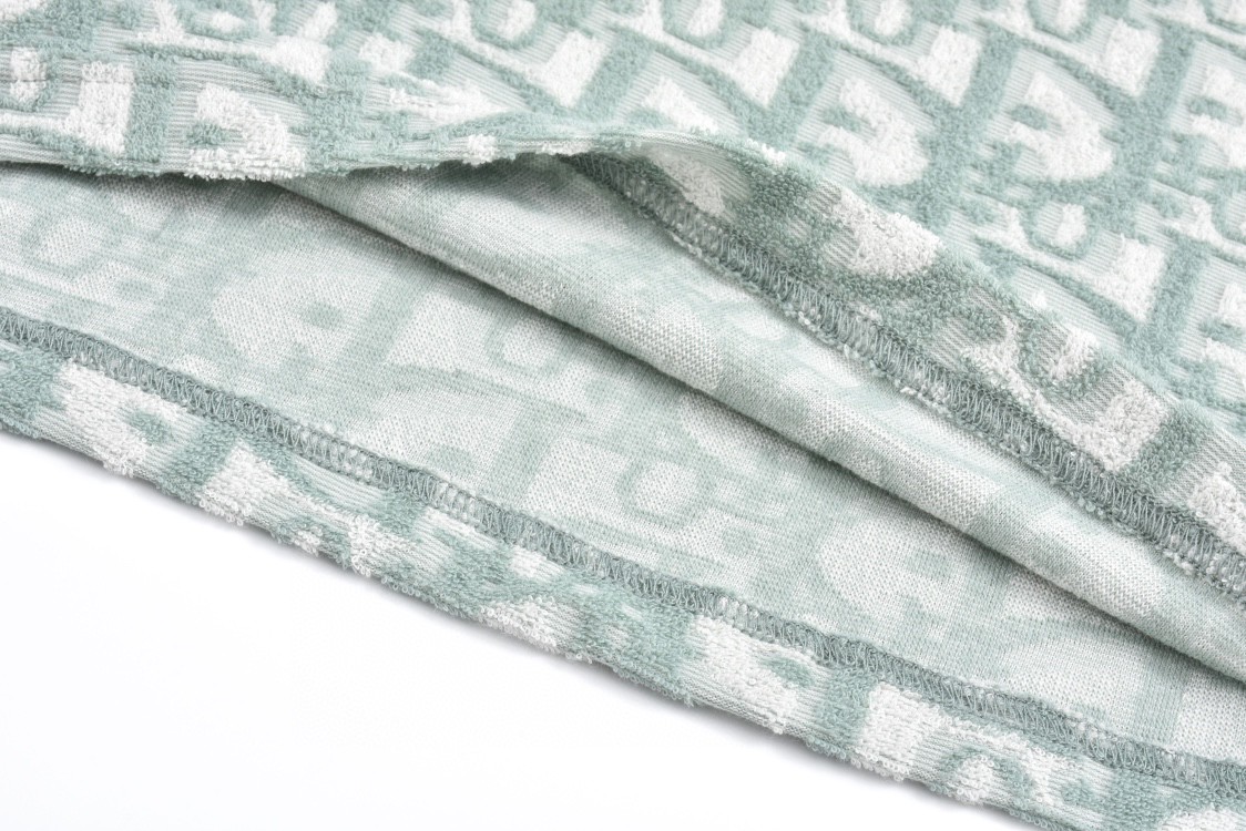 DIOR 迪奥 毛巾棉logo满印短袖 圆领 T恤 夏季 绿色 483J646A0906-C186