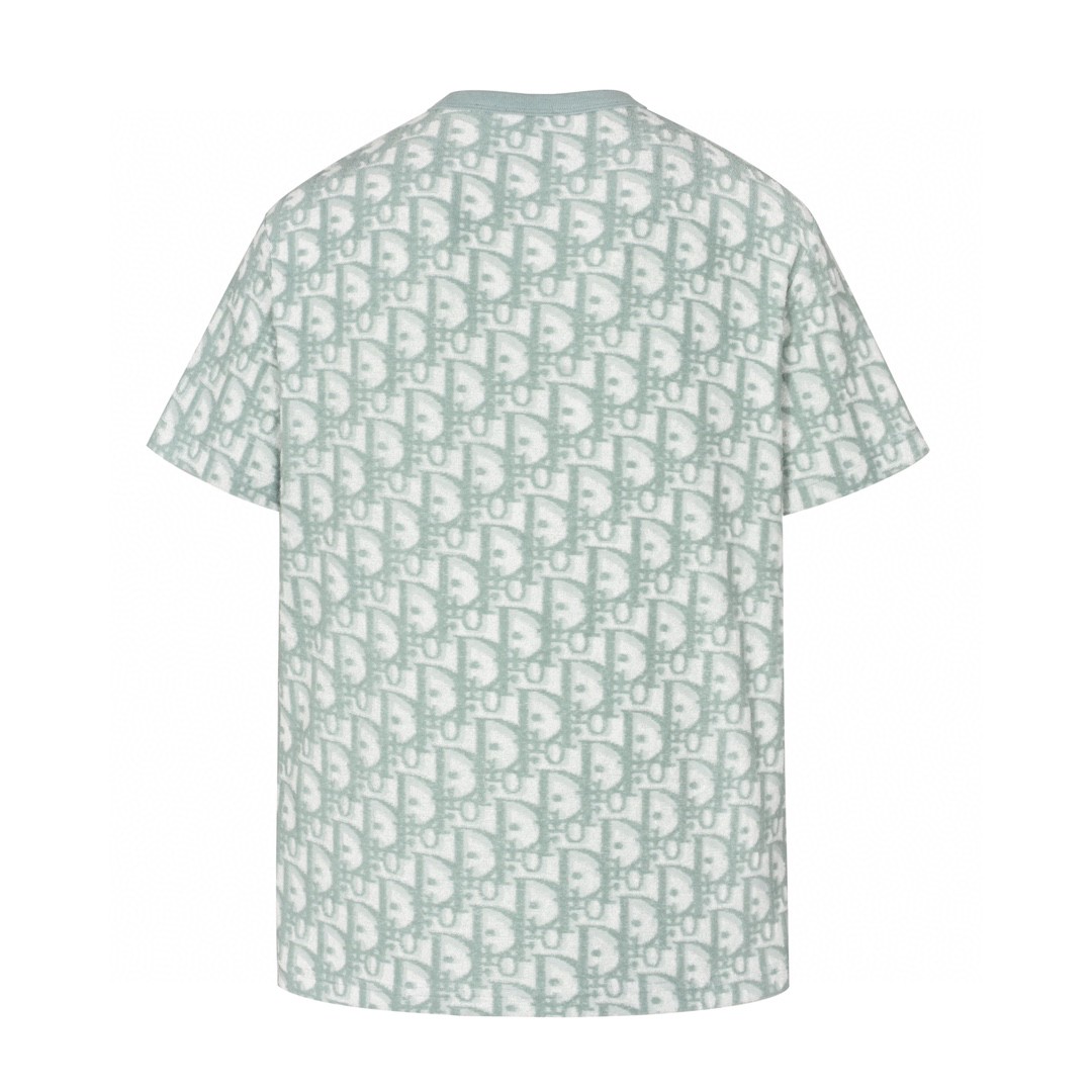 DIOR 迪奥 毛巾棉logo满印短袖 圆领 T恤 夏季 绿色 483J646A0906-C186