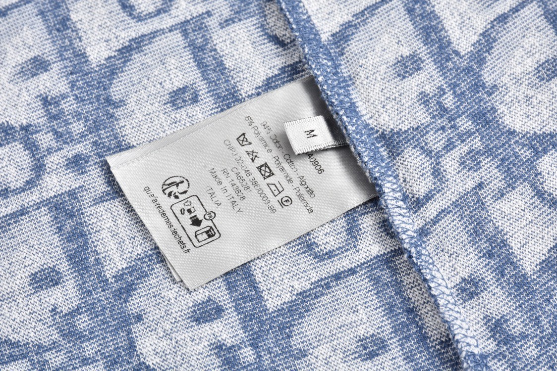 DIOR 迪奥 毛巾棉logo满印短袖 圆领 T恤 夏季 蓝色 483J646A0906-C185