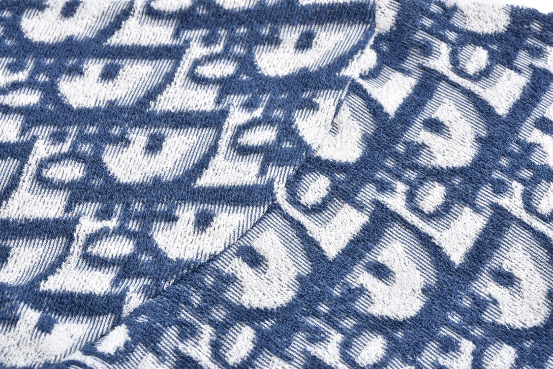 DIOR 迪奥 毛巾棉logo满印短袖 圆领 T恤 夏季 蓝色 483J646A0906-C185