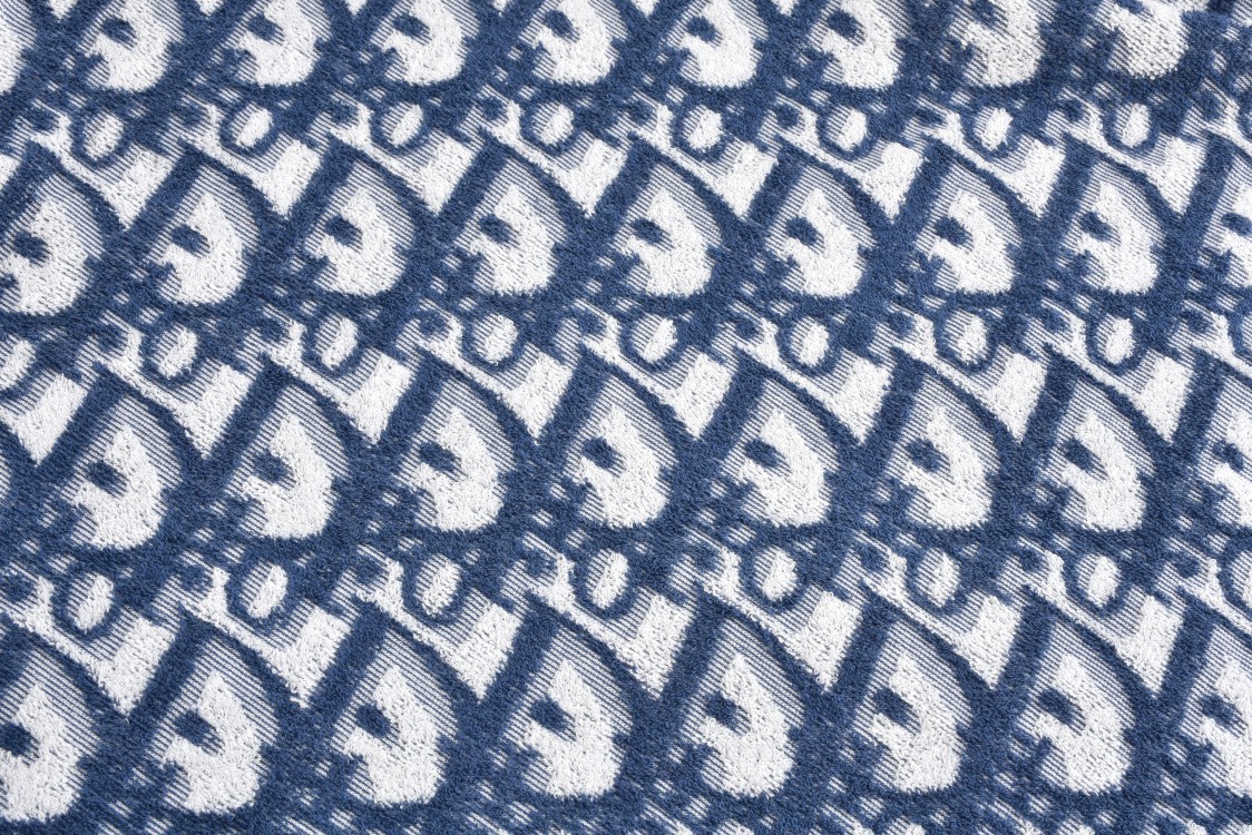 DIOR 迪奥 毛巾棉logo满印短袖 圆领 T恤 夏季 蓝色 483J646A0906-C185