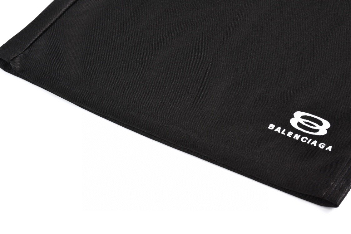 Balenciaga 巴黎世家 双环字母刺绣logo短裤 五分裤 休闲裤 运动裤 夏季 黑色