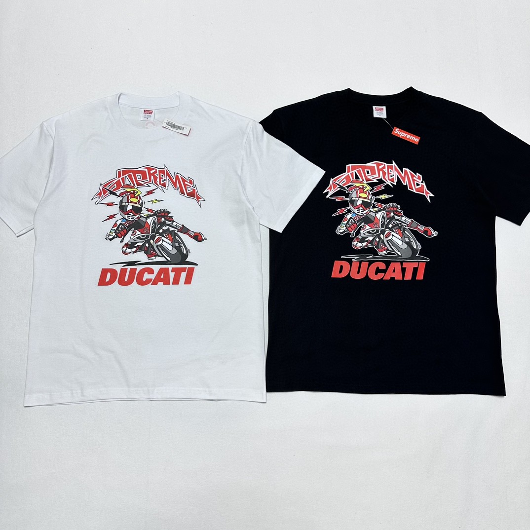 Supreme DUCATI 联名款 SS24 WEEK16 BIKE TEE 摩托车印花短袖 T恤 黑色 白色 SUP-SS24-279