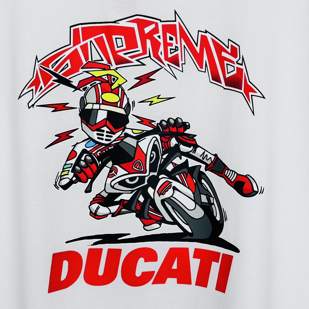 Supreme DUCATI 联名款 SS24 WEEK16 BIKE TEE 摩托车印花短袖 T恤 黑色 白色 SUP-SS24-279