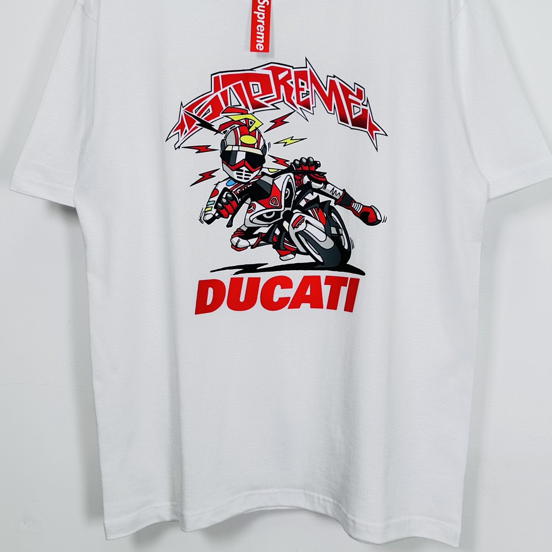 Supreme DUCATI 联名款 SS24 WEEK16 BIKE TEE 摩托车印花短袖 T恤 黑色 白色 SUP-SS24-279