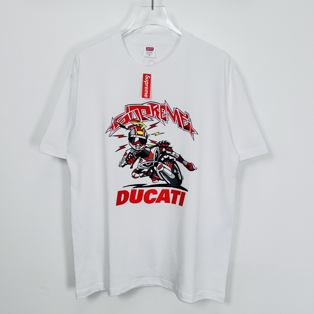 Supreme DUCATI 联名款 SS24 WEEK16 BIKE TEE 摩托车印花短袖 T恤 黑色 白色 SUP-SS24-279