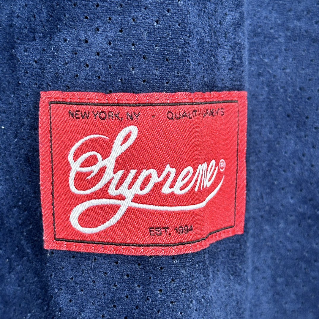 Supreme SS24 WEEK13 ULTRASUEDE MESH BASEBALL JERSEY 字母logo麂皮棒球衫 短袖 T恤 黑色 海军蓝 灰色 SUP-SS24-210