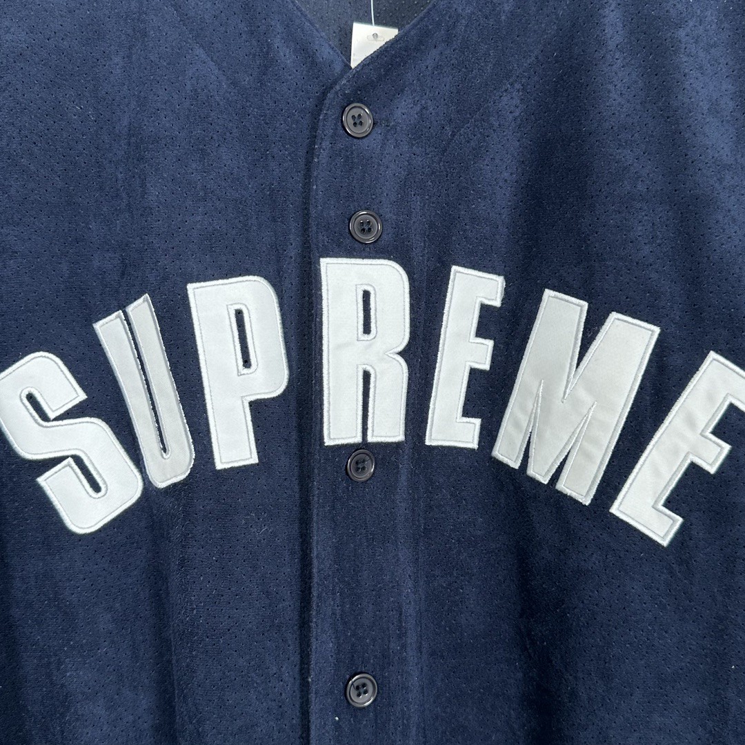Supreme SS24 WEEK13 ULTRASUEDE MESH BASEBALL JERSEY 字母logo麂皮棒球衫 短袖 T恤 黑色 海军蓝 灰色 SUP-SS24-210