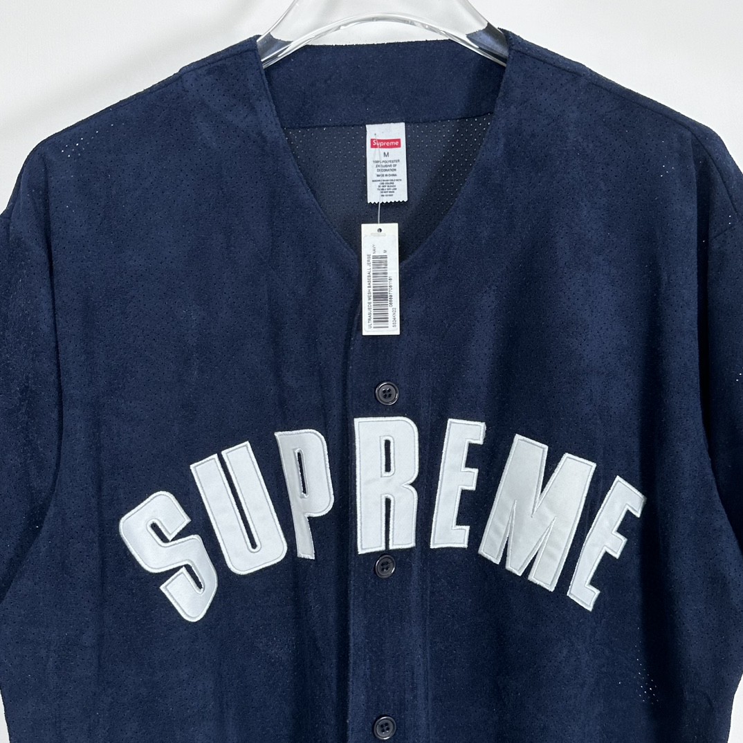 Supreme SS24 WEEK13 ULTRASUEDE MESH BASEBALL JERSEY 字母logo麂皮棒球衫 短袖 T恤 黑色 海军蓝 灰色 SUP-SS24-210