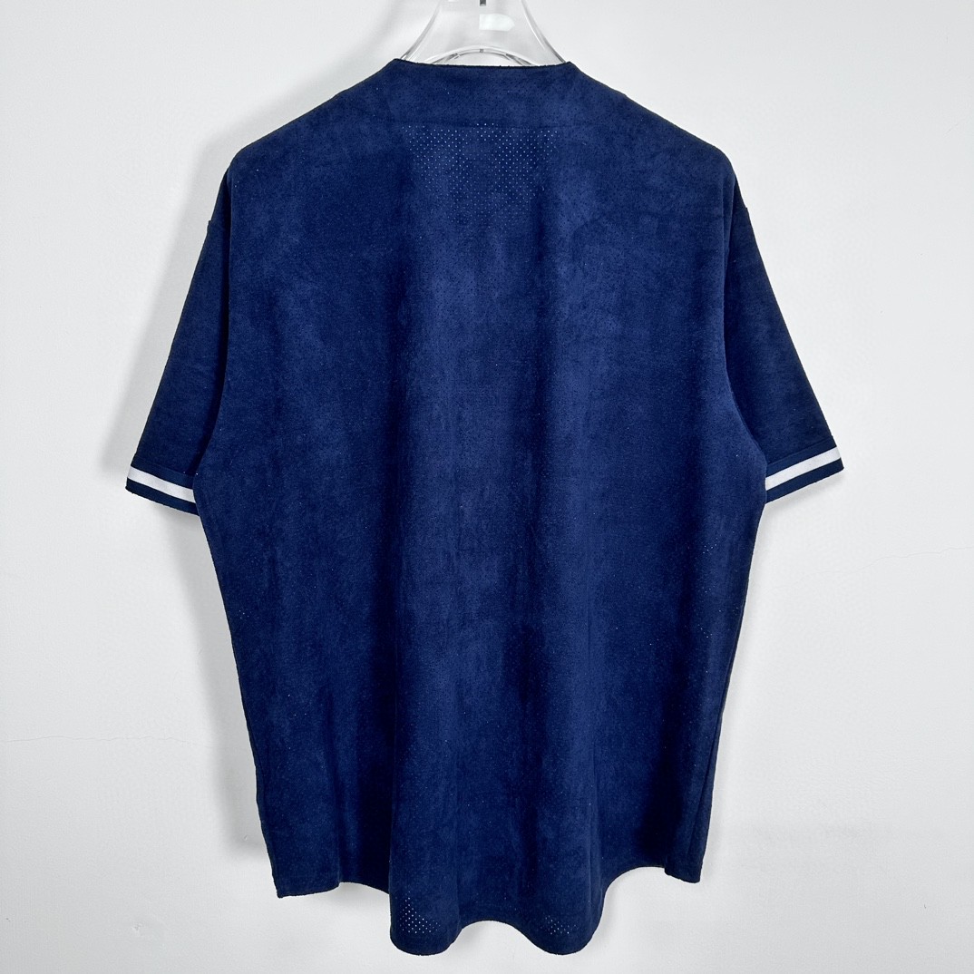 Supreme SS24 WEEK13 ULTRASUEDE MESH BASEBALL JERSEY 字母logo麂皮棒球衫 短袖 T恤 黑色 海军蓝 灰色 SUP-SS24-210