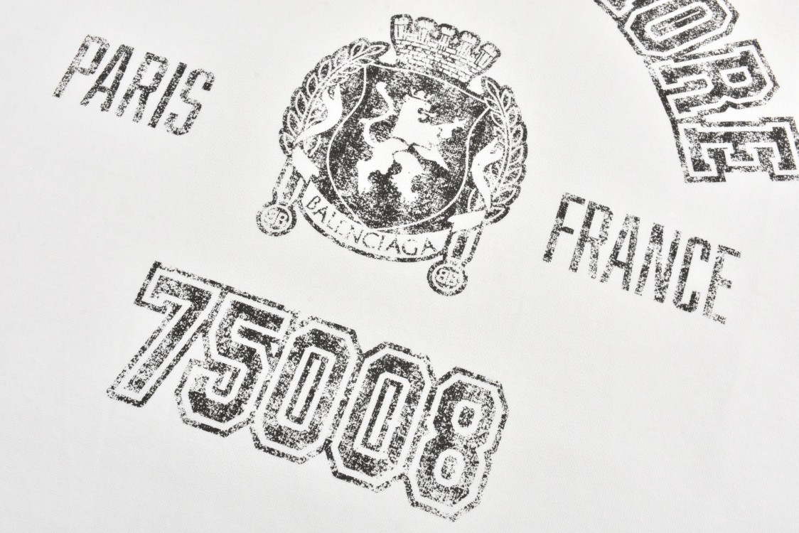 Balenciaga 巴黎世家 曼联做旧裂纹字母logo印花短袖 T恤 夏季 白色 787349TRVM59012