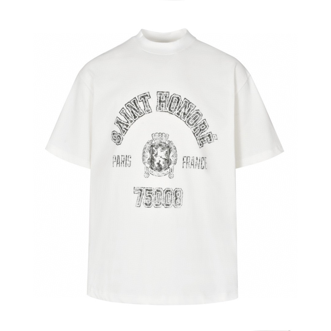 Balenciaga 巴黎世家 曼联做旧裂纹字母logo印花短袖 T恤 夏季 白色 787349TRVM59012