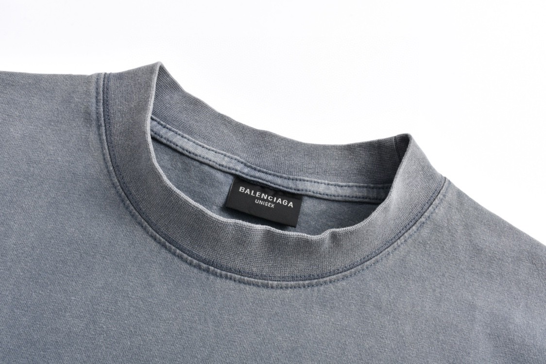 Balenciaga 巴黎世家 Paris字母logo印花短袖 T恤 夏季 水洗蓝 787349TRVM19340