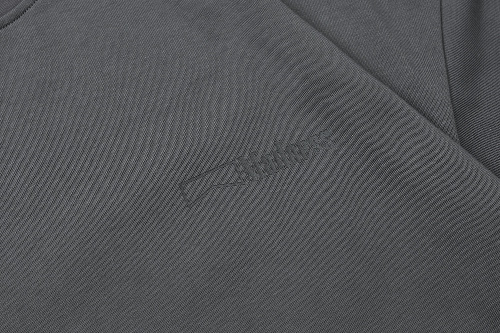 75#MADNESS 胸前字母logo印花T恤 短袖 男女同款 灰色