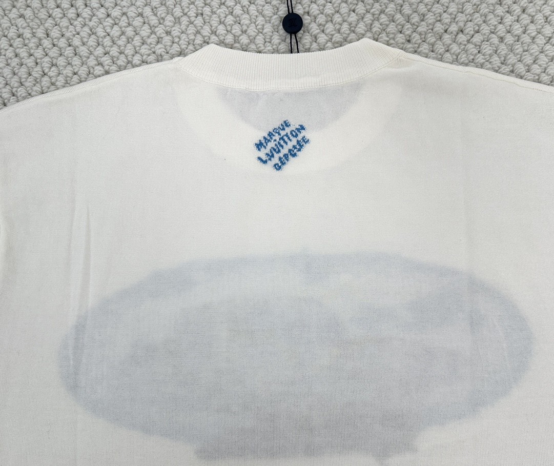 LOUIS VUITTON 路易威登 毛织风景字母logo印花圆领短袖 T恤 白色 1AFXK4