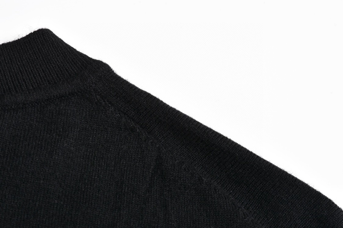 PRADA 普拉达 纯色刺绣字母logo薄款毛衣 长袖 黑色